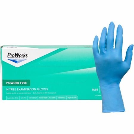 Hospeco Disposable Gloves, 8 mil Palm, Nitrile, Powder-Free, L, 10 PK, Blue HOSN108EPFLG